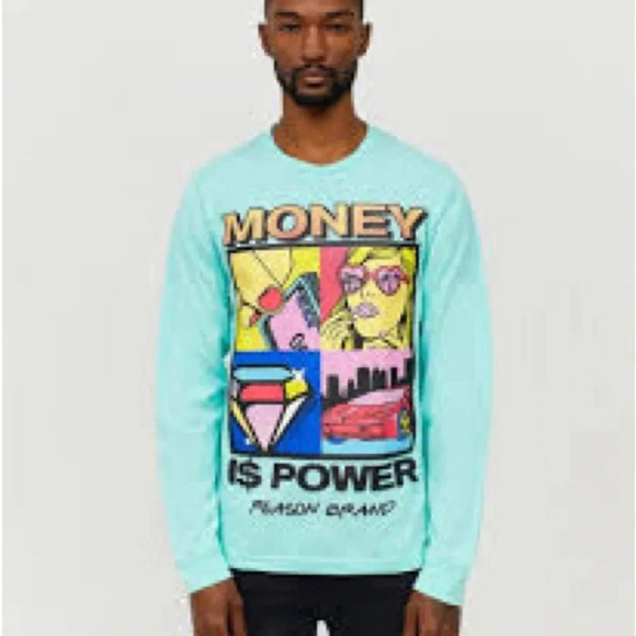 REASONS MONEY IS POWER LONG SLEEVE SMALL NWT - Picture 3 of 3